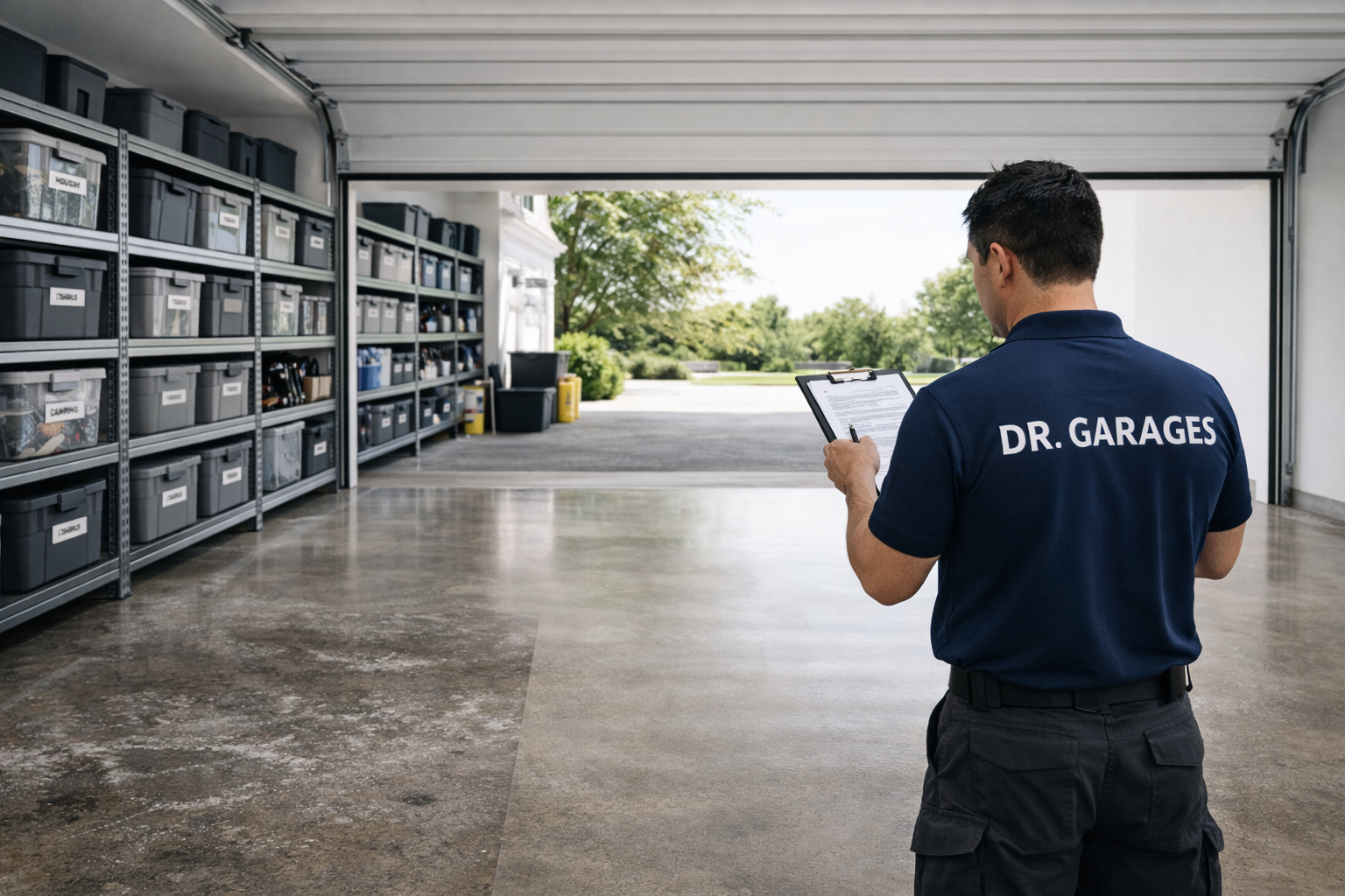 Cluttered garage before restoration
